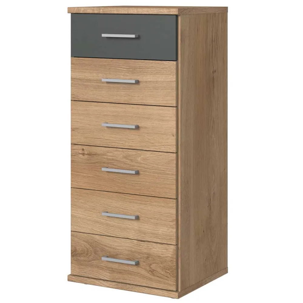 Wohnen Kommoden<Hochkommode mit sechs Schubladen - 46x106x40 cm - Leviza