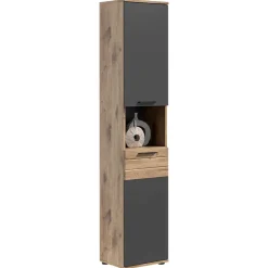 Wohnen Schränke<Hochschrank fürs Bad - 2-türig & Fach & Schublade - Depart