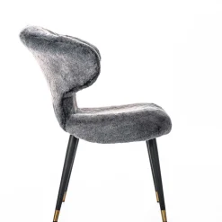 Wohnen Stühle<Hochwertiger Design Stuhl aus Kunstfell in Grau - Zarodrana