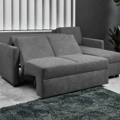 Wohnen Sofas<Hochwertiges Ecksofa mit Schlaffunktion in Anthrazit - Renero