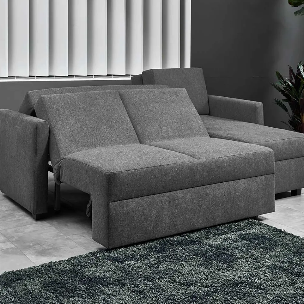 Wohnen Sofas<Hochwertiges Ecksofa mit Schlaffunktion in Anthrazit - Renero