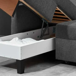 Wohnen Sofas<Hochwertiges Ecksofa mit Schlaffunktion in Anthrazit - Renero