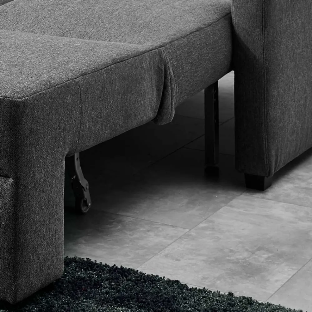 Wohnen Sofas<Hochwertiges Ecksofa mit Schlaffunktion in Anthrazit - Renero