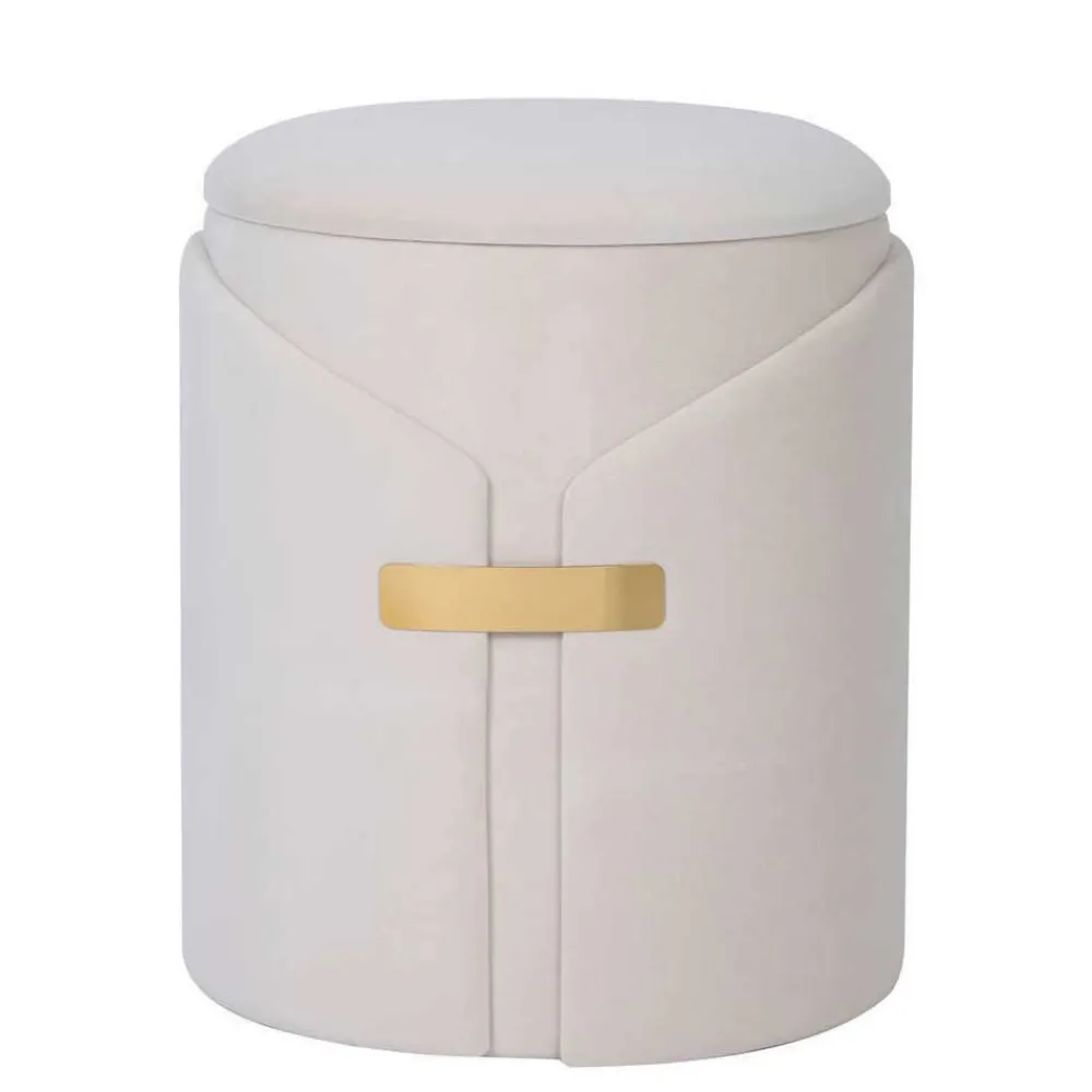 Wohnen Hocker<Hocker Duo in Cremeweiß Samtvelours - Norma (zweiteilig)
