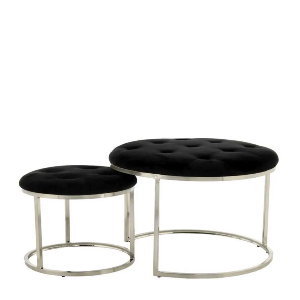 Wohnen Hocker<Hocker Duo in Schwarz mit Silber - Utony (zweiteilig)
