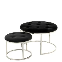 Wohnen Hocker<Hocker Duo in Schwarz mit Silber - Utony (zweiteilig)