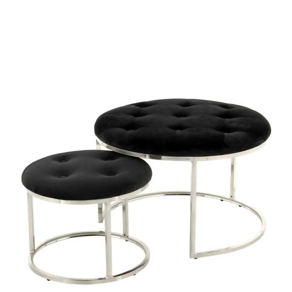 Wohnen Hocker<Hocker Duo in Schwarz mit Silber - Utony (zweiteilig)