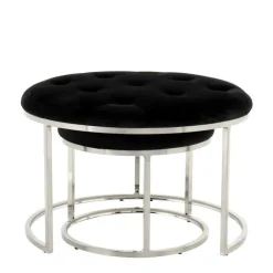 Wohnen Hocker<Hocker Duo in Schwarz mit Silber - Utony (zweiteilig)