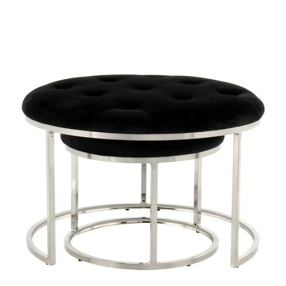 Wohnen Hocker<Hocker Duo in Schwarz mit Silber - Utony (zweiteilig)
