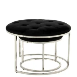 Wohnen Hocker<Hocker Duo in Schwarz mit Silber - Utony (zweiteilig)