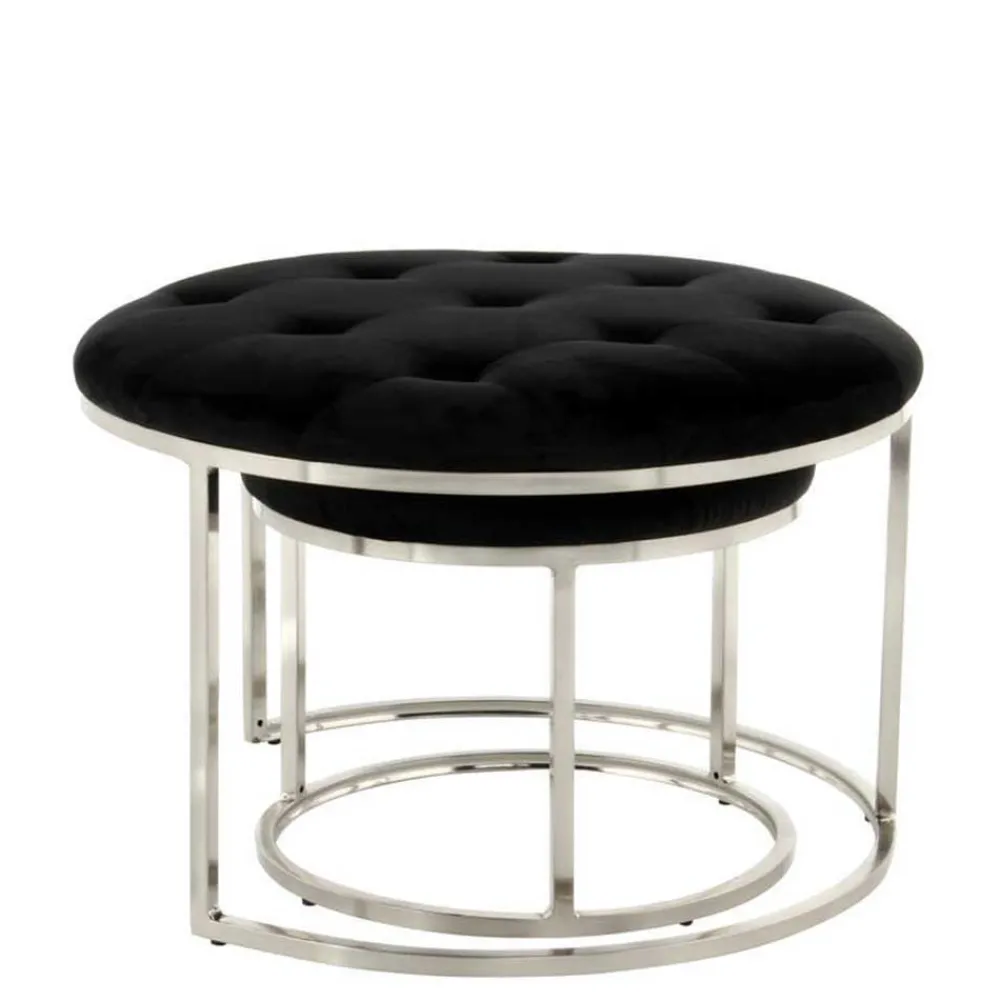 Wohnen Hocker<Hocker Duo in Schwarz mit Silber - Utony (zweiteilig)