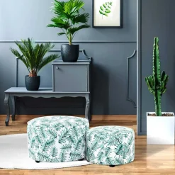 Wohnen Hocker<Hocker Duo mit Blatt Muster - Cocktail (zweiteilig)