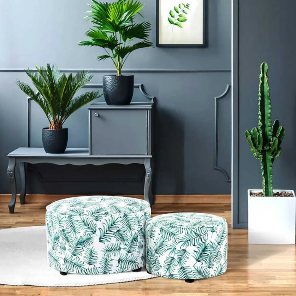 Wohnen Hocker<Hocker Duo mit Blatt Muster - Cocktail (zweiteilig)