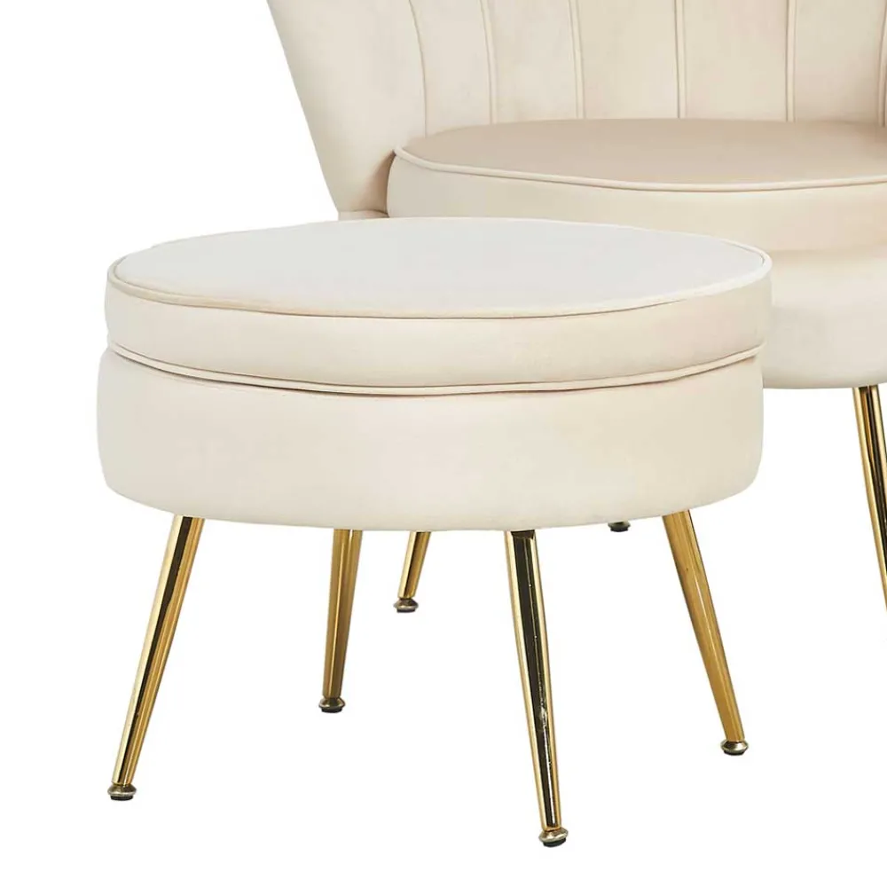 Wohnen Hocker<Hocker in Beige Samtbezug - Mamba