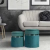 Wohnen Hocker<Hocker in Blau Petrol mit Silber - Beanca (zweiteilig)