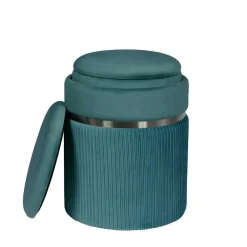 Wohnen Hocker<Hocker in Blau Petrol mit Silber - Beanca (zweiteilig)