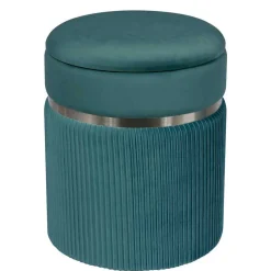 Wohnen Hocker<Hocker in Blau Petrol mit Silber - Beanca (zweiteilig)