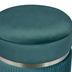 Wohnen Hocker<Hocker in Blau Petrol mit Silber - Beanca (zweiteilig)