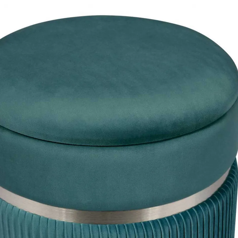 Wohnen Hocker<Hocker in Blau Petrol mit Silber - Beanca (zweiteilig)