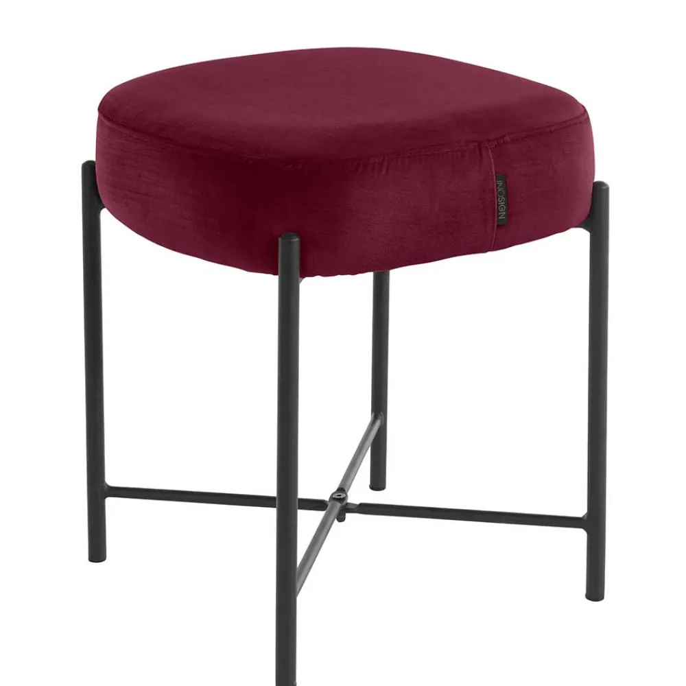 Wohnen Hocker<Hocker in Bordeaux Rot Samt - Car