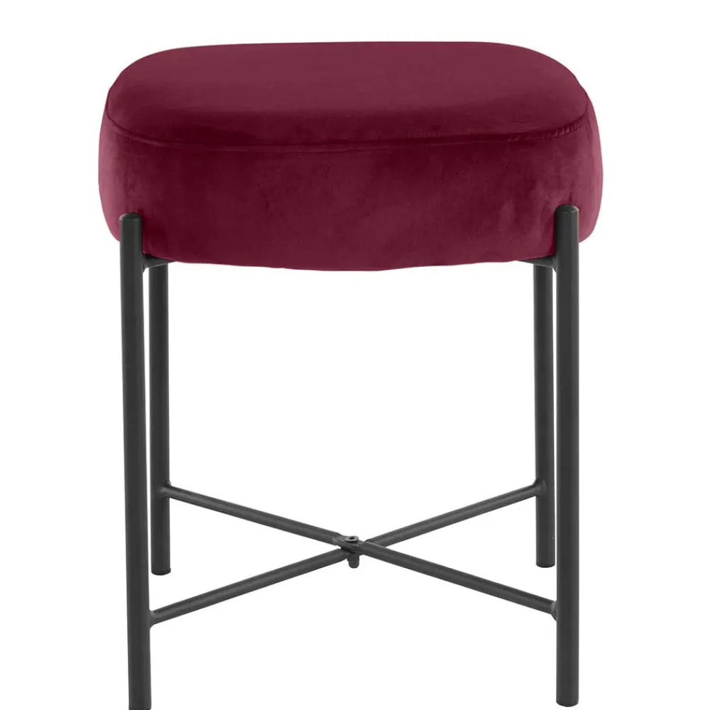Wohnen Hocker<Hocker in Bordeaux Rot Samt - Car