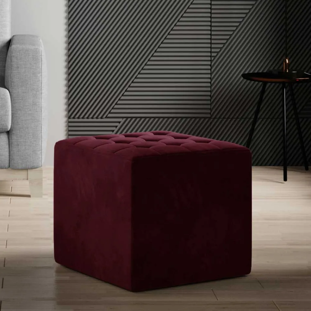 Wohnen Hocker<Hocker in Bordeauxrot Samtbezug matt - Alessia