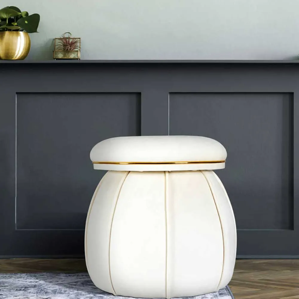 Wohnen Hocker<Hocker in Cremeweiß mit Gold - Mangali
