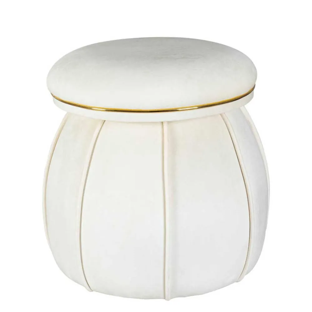Wohnen Hocker<Hocker in Cremeweiß mit Gold - Mangali
