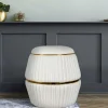 Wohnen Hocker<Hocker in Cremeweiß mit Gold - Josue
