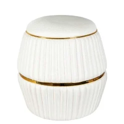 Wohnen Hocker<Hocker in Cremeweiß mit Gold - Josue
