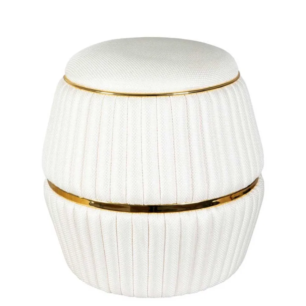 Wohnen Hocker<Hocker in Cremeweiß mit Gold - Josue