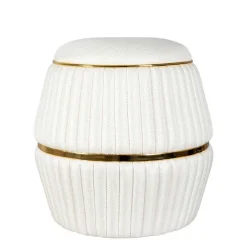 Wohnen Hocker<Hocker in Cremeweiß mit Gold - Josue