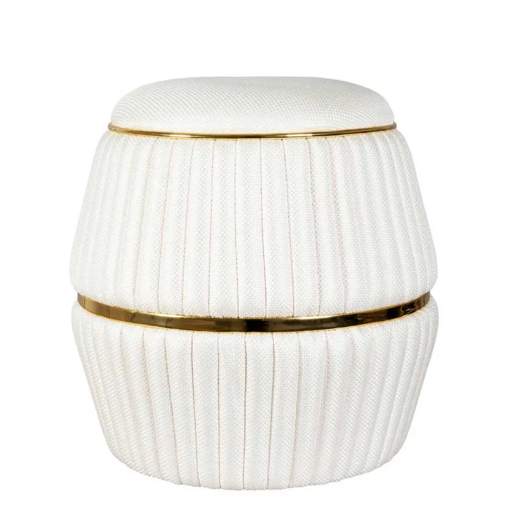 Wohnen Hocker<Hocker in Cremeweiß mit Gold - Josue
