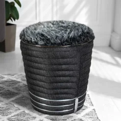 Wohnen Hocker<Hocker in Dunkelgrau und Anthrazit und Silber - Apollo