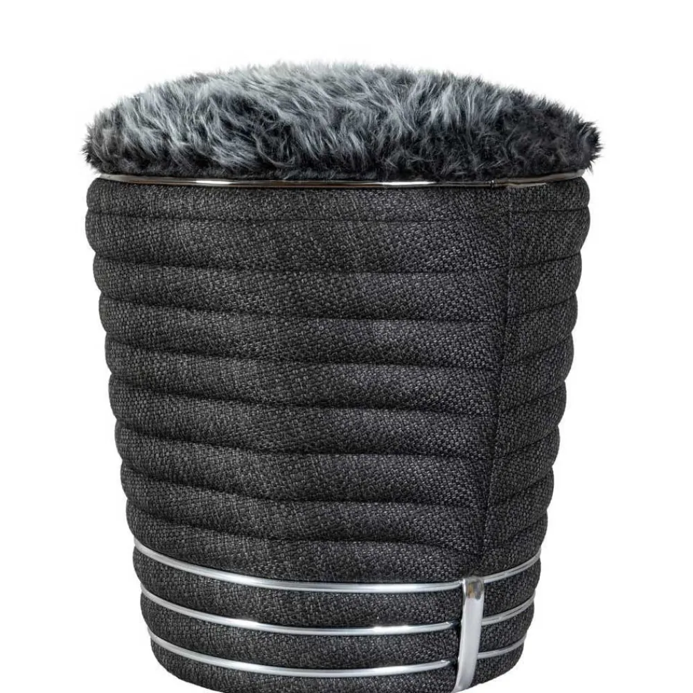 Wohnen Hocker<Hocker in Dunkelgrau und Anthrazit und Silber - Apollo