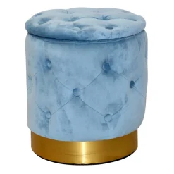 Wohnen Hocker<Hocker in Hellblau Samt & Gold - Santjana