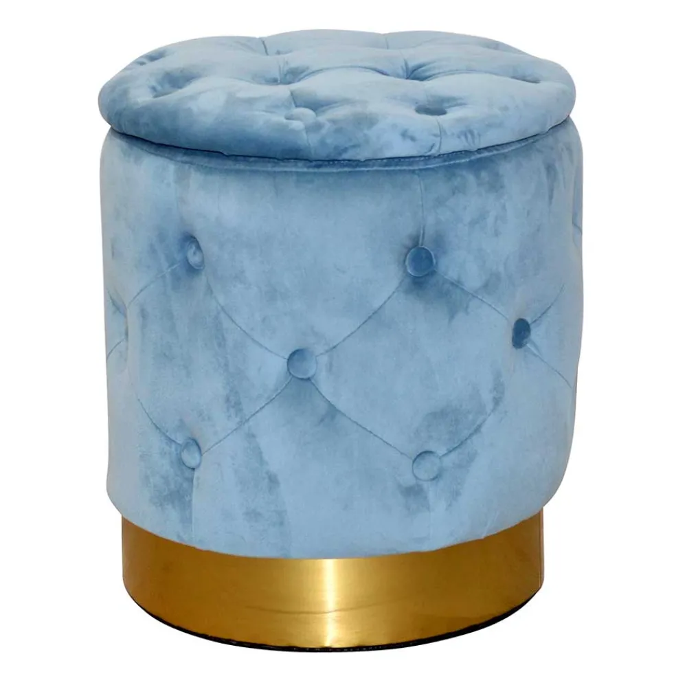 Wohnen Hocker<Hocker in Hellblau Samt & Gold - Santjana