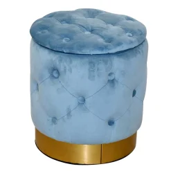 Wohnen Hocker<Hocker in Hellblau Samt & Gold - Santjana