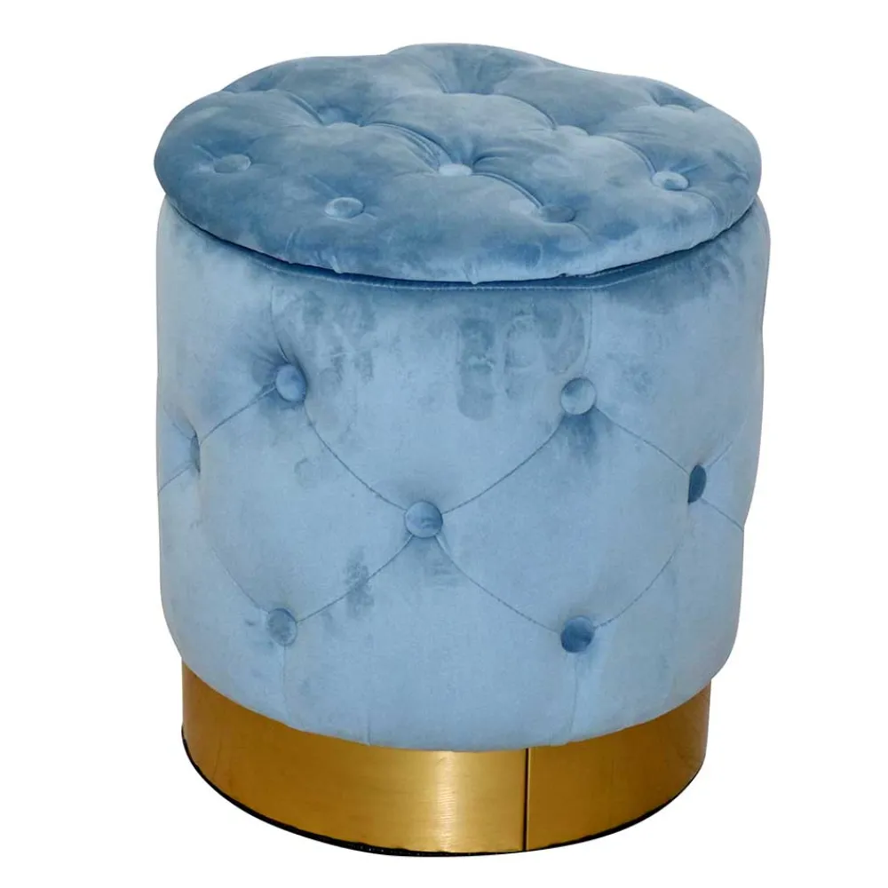 Wohnen Hocker<Hocker in Hellblau Samt & Gold - Santjana