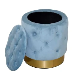 Wohnen Hocker<Hocker in Hellblau Samt & Gold - Santjana