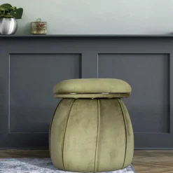 Wohnen Hocker<Hocker in Oliv Grün mit Dunkelgrau - Enlino