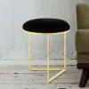 Wohnen Hocker<Hocker in Schwarz Samt & Gold Edelstahl - Hulius