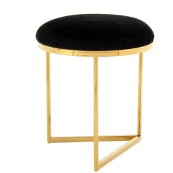 Wohnen Hocker<Hocker in Schwarz Samt & Gold Edelstahl - Hulius