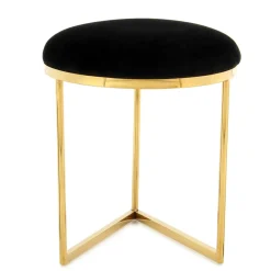 Wohnen Hocker<Hocker in Schwarz Samt & Gold Edelstahl - Hulius