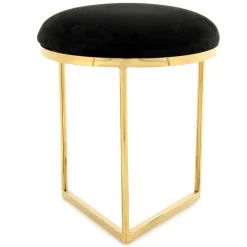 Wohnen Hocker<Hocker in Schwarz Samt & Gold Edelstahl - Hulius