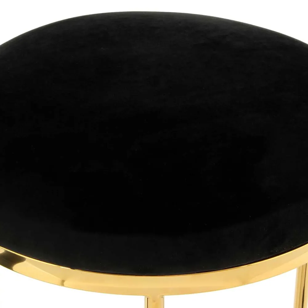 Wohnen Hocker<Hocker in Schwarz Samt & Gold Edelstahl - Hulius