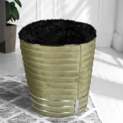 Wohnen Hocker<Hocker in Schwarz und Oliv Grün und Silber - Egeta