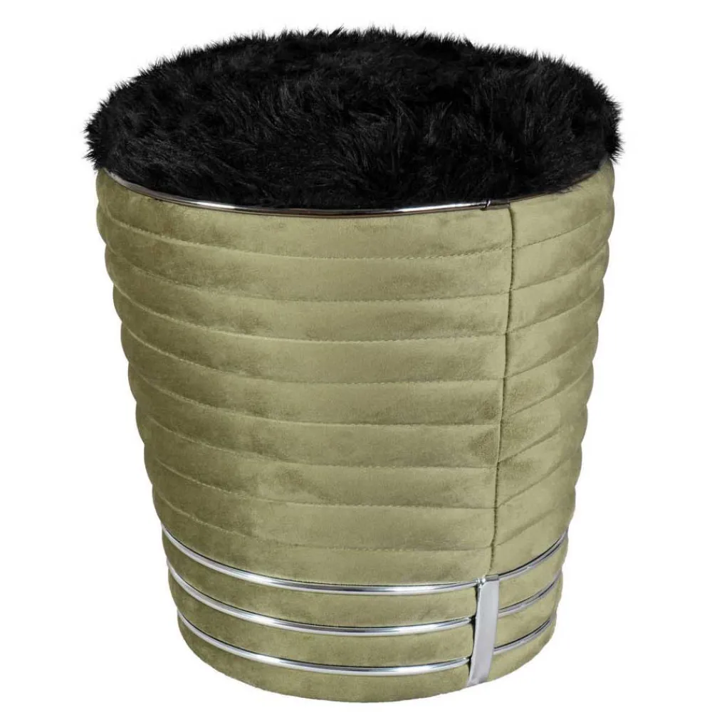 Wohnen Hocker<Hocker in Schwarz und Oliv Grün und Silber - Egeta
