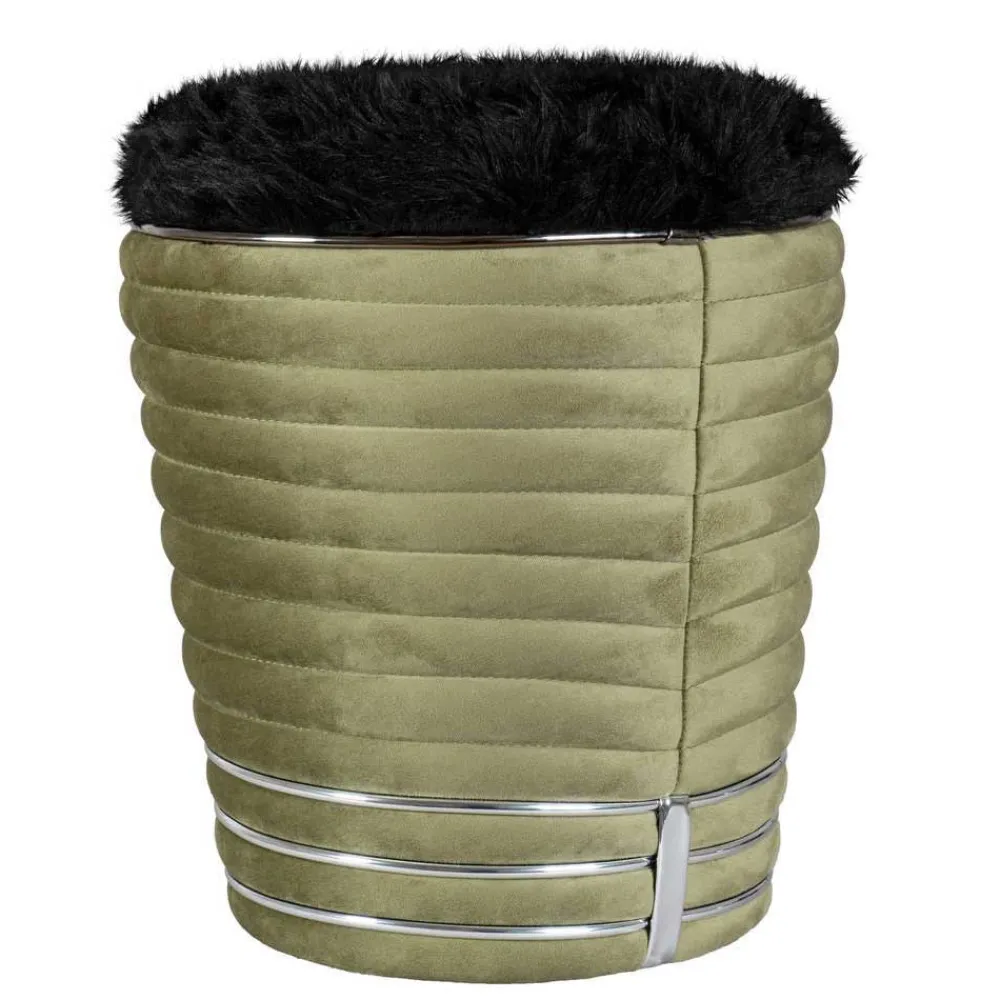 Wohnen Hocker<Hocker in Schwarz und Oliv Grün und Silber - Egeta