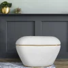 Wohnen Hocker<Hocker in Weiß Webplüsch mit Gold - Tandrea